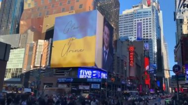 'Glory to Urine' Message Displayed Instead of 'Glory to Ukraine' on Digital Billboard in NYC as Volodymyr Zelenskyy Arrives in US? Deepfake Video Goes Viral, Here's a Fact Check